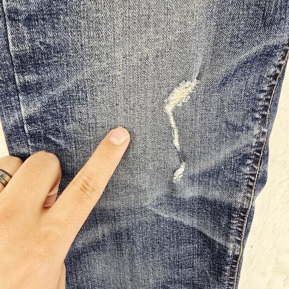 DPSR Distressed Medium Wash Ripped Skinny Straight Jeans Denim Size Small 31x32 - Picture 7 of 15